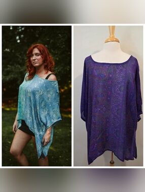 Indie Ella Camillee Paisley Purple Silk Flowy Tunic Top